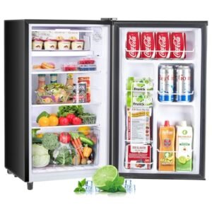 Zibbizo Upgraded Mini Fridge for Bedroom 3.2 Cu.Ft Small Refrigerator with Freezer for Dorm Office, Compact Single Door Adjustable Thermostat Low Noise, 17.5" D x 17.7" W x 31.5" H, Black