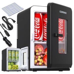 Mini Fridge for Bedroom, 15 Litre/21 Cans Portable Mini Refrigerator with AC/DC Power for Office, Dorm and Car, Thermoelectric Cooler & Warmer Skincare Fridge for Drinks, Food, Cosmetics