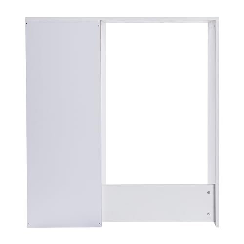 Flash Furniture Lotus Mini Fridge Shelf Organizer, Space Saving Over Shelf for Mini Fridge with Dual Cubby Spaces, Engineered Wood, 33.75" W, White - Image 5