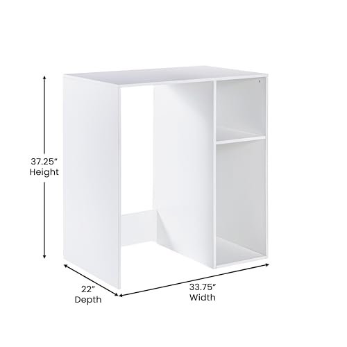 Flash Furniture Lotus Mini Fridge Shelf Organizer, Space Saving Over Shelf for Mini Fridge with Dual Cubby Spaces, Engineered Wood, 33.75" W, White - Image 2