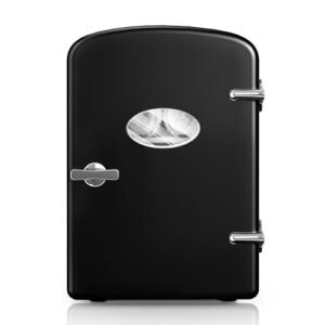 YSSOA 9 Cans Compact Mini Fridge, Warmer and Cooler Portable Refrigerator with Observation, Freon-Free & Eco Friendly, 6L with window, Black