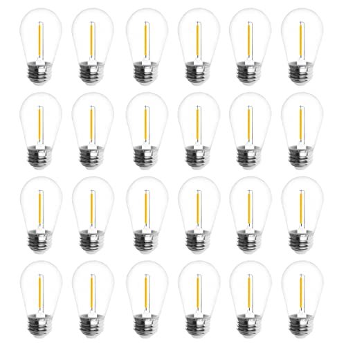 "Jslinter 24-Pack Shatterproof LED String Light Bulbs, 1W Warm White, E26"