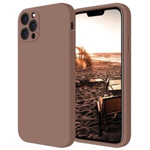 FireNova Designed for iPhone 12 Pro Case, Silicone Upgraded [Camera Protecion] Phone Case with Soft Anti-Scratch Microfiber Lining, 6.1 inch, Light Brown