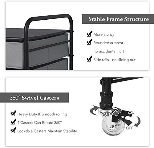 EazeHome Mini Fridge Stand, Fridge Stand with Storage, 2 Drawer Fridge Cart, Organizer Unit for Mini Fridge, Fridge Stand with Metal Frame and Fabric Drawers, Mini Fridge Table with 4 Swivel Wheels - Image 7