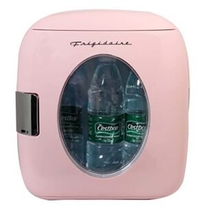 Frigidaire EFMIS462 Retro 12-Can Mini Personal Fridge Portable Cooler for Car, Office, Bedroom, Dorm Room, or Cabin, 11.22"D x 12.6"W x 12.6"H, Pink