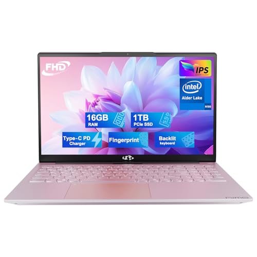 NIMO 15.6 FHD Student Laptop, 16GB RAM, 1TB SSD, Intel Pentium Quad-Core N100(Beat to i3-1115G4, Up to 3.4GHz), 2 Years Warranty, Backlit Keyboard, Fingerprint, Win 11, Rose Gold