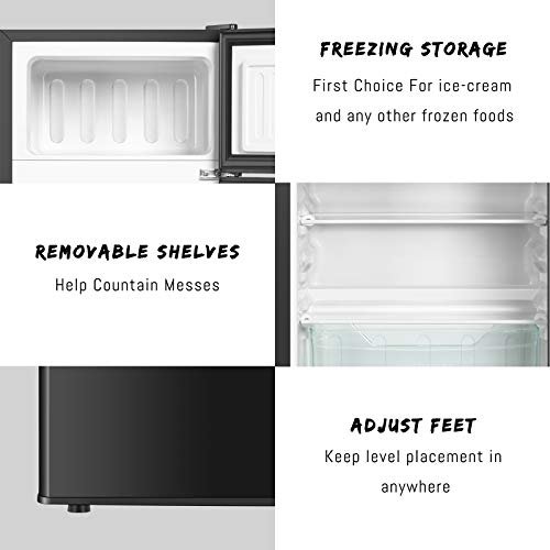 HAILANG Mini Fridge With Freezer,3.2 Cu.Ft Compact Refrigerator,Mini Refrigerator With 2 Doors For Bedroom,Office,Kitchen,Apartment,Dorm(sliver) - Image 4