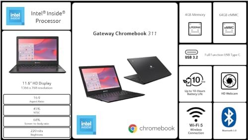 Acer Gateway 11.6" Chromebook | Celeron N4500 | 4GB RAM | 64GB | Chrome OS - Image 5