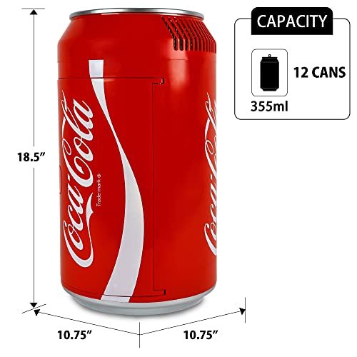 Coca-Cola Mini Fridge for Bedroom Xbox Skincare Office 12 Can Small Refrigerator Portable Mini Refrigerator Red Fridge Mini Fridge for Dorm Fridge 10L Travel Cooler 12V DC 110V AC - Image 2