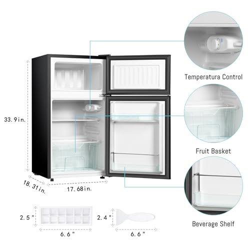HAILANG Mini Fridge With Freezer,3.2 Cu.Ft Compact Refrigerator,Mini Refrigerator With 2 Doors For Bedroom,Office,Kitchen,Apartment,Dorm(sliver) - Image 3