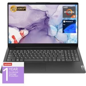 Lenovo V15 Laptop, 15.6" FHD Display, AMD Ryzen 5 5500U Hexa-core Processor (Beat Intel i7-1065G7), 16GB RAM, 512GB SSD, HDMI, RJ45, Numeric Keypad, Wi-Fi, Windows 11 Pro, Black