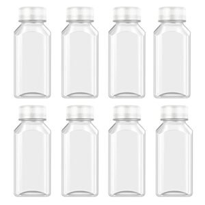 XYSMZM 8 Pack 8 Oz Leak Proof Juice Bottles - Mini Plastic Fridge Containers for Smoothies, Milk & Beverages
