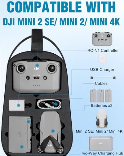 PEKREWS Waterproof Travel Case for DJI Mini 2 SE/Mini 2/Mini 4K Drones - Image 2