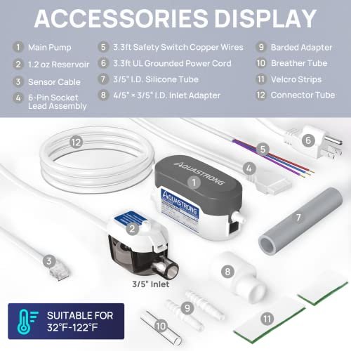 Aquastrong Mini Split Condensate Pump, 9.6 GPH, 115/230V, Auto Shutoff - Image 6