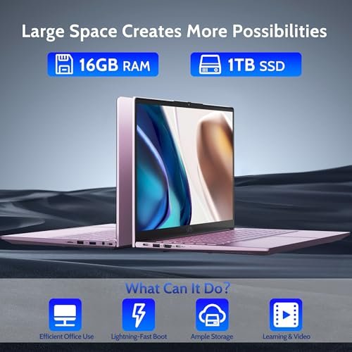 NIMO 15.6" FHD Laptop, 16GB RAM, 1TB SSD, Pentium N100, Win 11, Rose Gold - Image 2