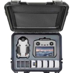 INNVO Waterproof Hard Case for DJI Mini 4 Pro Fly More Combo RC 2 / RC-N2, Rugged Protective Carrying Case Compatible with DJI Mini 4 PRO/Mini 3 PRO, Rubber Handle Mesh Pocket Black