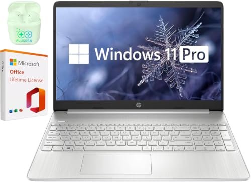 HP 15.6" Business & Student Laptop Computer, Intel Core i5, Windows 11 Pro Laptop with Microsoft Office Lifetime License, Copilot AI Ready, Plusera Earphones (Intel Core i5, 32GB RAM | 1TB SSD)