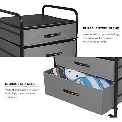 EazeHome Mini Fridge Stand, Fridge Stand with Storage, 2 Drawer Fridge Cart, Organizer Unit for Mini Fridge, Fridge Stand with Metal Frame and Fabric Drawers, Mini Fridge Table with 4 Swivel Wheels - Image 8