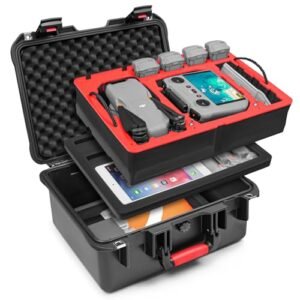 SYMIK Triple Layer Hard Case for DJI Air 3S, Waterproof Secure Carrying Case for DJI Air 3S / DJI Air 3 Fly More Combo, Fits DJI RC 2/RC-N3/RC-N2, Charging Hub, Landing Pad, Accessories (P400-A3TL)