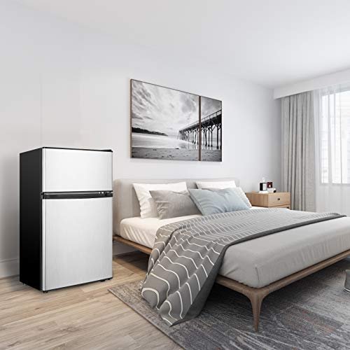 HAILANG Mini Fridge With Freezer,3.2 Cu.Ft Compact Refrigerator,Mini Refrigerator With 2 Doors For Bedroom,Office,Kitchen,Apartment,Dorm(sliver) - Image 6