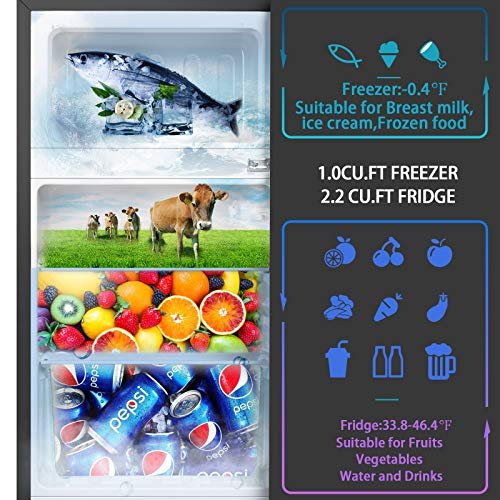 HAILANG Mini Fridge With Freezer,3.2 Cu.Ft Compact Refrigerator,Mini Refrigerator With 2 Doors For Bedroom,Office,Kitchen,Apartment,Dorm(sliver) - Image 5