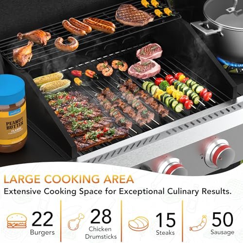 Premium 3-Burner Propane Gas Grill w/ Side Burner | 37000 BTU Stainless Steel BBQ - Image 4