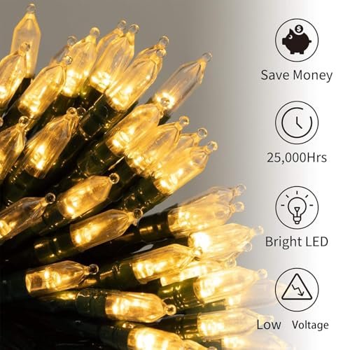 Warm White Battery Christmas Lights - 2 Pack, 18ft, 50 LED, 8 Modes, Waterproof - Image 2