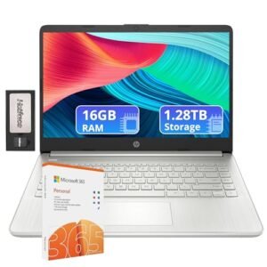 HP Flagship 14" Laptop with 1 Year Office 365 | 16GB RAM | 1.28TB Storage(128GB EMMC & 160GB Docking Station & 1TB Cloud Storage) | Intel 4-Core Processor | Webcam| Silver | Windows 11