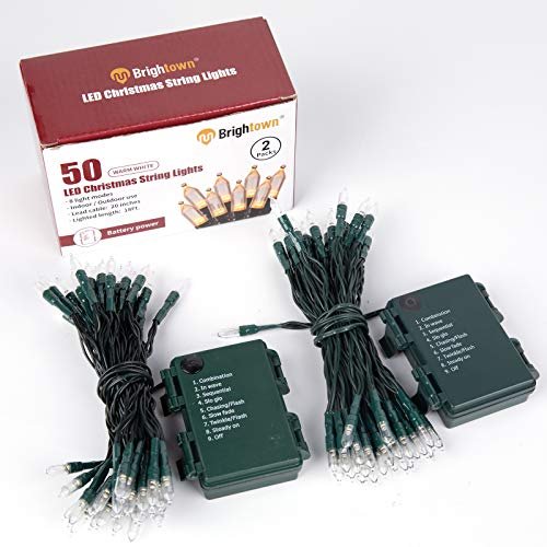 Warm White Battery Christmas Lights - 2 Pack, 18ft, 50 LED, 8 Modes, Waterproof - Image 8