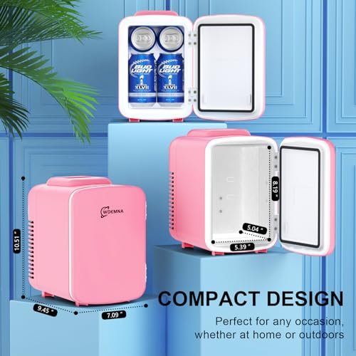 Mini Fridge Pink, 4 Liter/6 Cans Skincare Fridge for Bedroom, 110V AC/12V DC Portable Thermoelectric Cooler and Warmer Small Refrigerators for Beauty & Makeup, Dorm Office and Car - Image 6