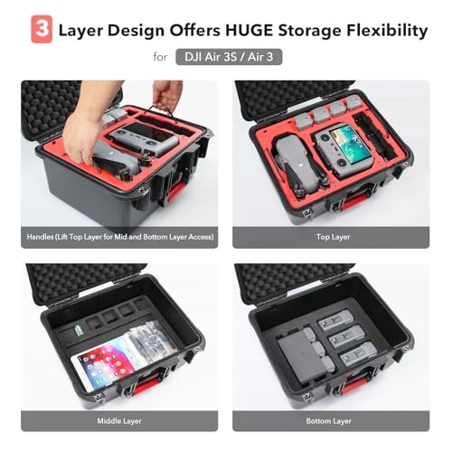 SYMIK Waterproof Hard Case for DJI Air 3/DJI Air 3 Fly More Combo - Image 3