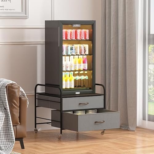 EazeHome Mini Fridge Stand, Fridge Stand with Storage, 2 Drawer Fridge Cart, Organizer Unit for Mini Fridge, Fridge Stand with Metal Frame and Fabric Drawers, Mini Fridge Table with 4 Swivel Wheels - Image 5