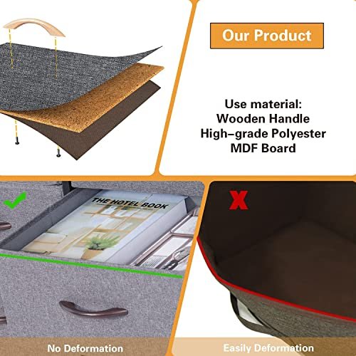 EazeHome Mini Fridge Stand, Fridge Stand with Storage, 2 Drawer Fridge Cart, Organizer Unit for Mini Fridge, Fridge Stand with Metal Frame and Fabric Drawers, Mini Fridge Table with 4 Swivel Wheels - Image 9