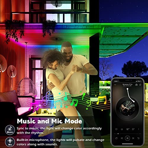 Waterproof RGB LED Strip Lights - 100ft Bluetooth Music Sync Outdoor Lighting - Image 6
