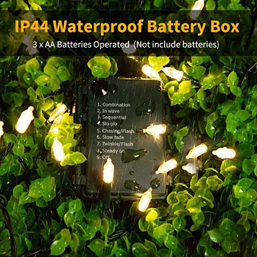 Warm White Battery Christmas Lights - 2 Pack, 18ft, 50 LED, 8 Modes, Waterproof - Image 3