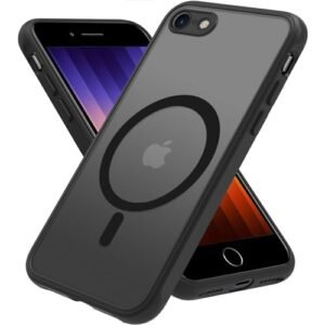 Magnetic for iPhone SE Case 2022/3rd/2020/2nd gen,iPhone 8/7 Case,Compatible with MagSafe,Military Grade Drop Tested, Shockproof Matte Translucent Hard Back Slim Protective Case.Black Magnetic Circle.