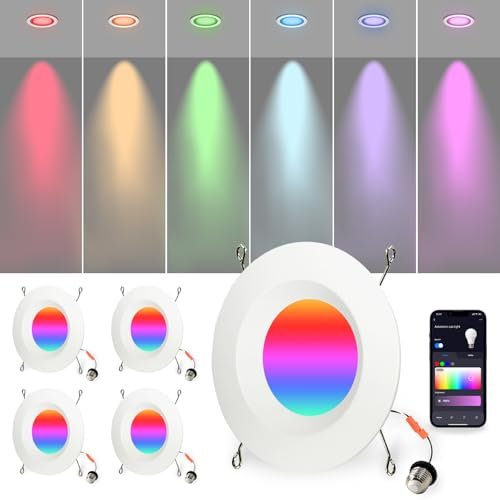 Aoketezm 6" Smart LED Downlights, RGB Color Changing, Alexa & Siri Compatible