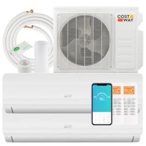 COSTWAY Dual Zone 18k BTU Mini Split AC & Heater, WiFi Alexa, 20 SEER2