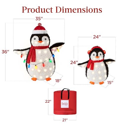 Festive 3ft LED Penguin Family Christmas Yard Decoration, Multicolor Lights - Image 7