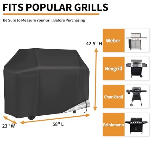 Premium 58" Waterproof BBQ Grill Cover - Weber, Brinkmann, Nexgrill Compatible - Image 2