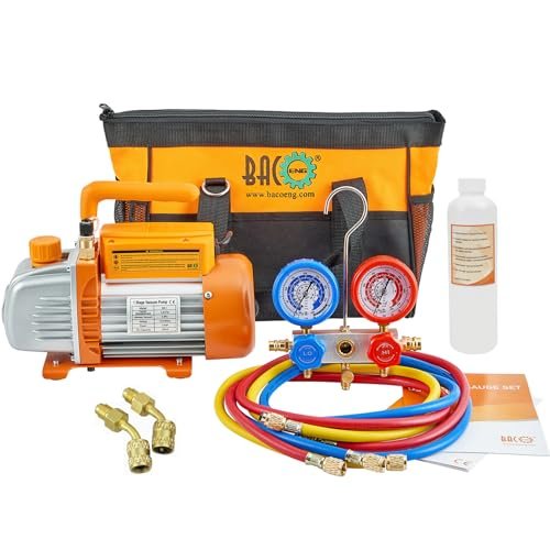 Professional HVAC Mini Split Vacuum Pump Kit - 3.6CFM, R410A Adapters Included