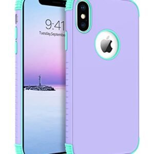 BENTOBEN for iPhone Xs Max Case, Phone Case iPhone Xs MAX, Heavy Duty 2 in 1 Full Rugged Shockproof Protection Hybrid Hard PC Bumper Drop Protective Girls Women Boys iPhone XsMax Covers, Purple/Mint