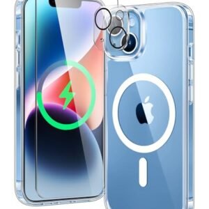FNTCASE for iPhone 14 Phone Case: iPhone 13 Phone Clear Case Magnetic Military Grade Drop Protection Anti Yellowing Cell Phone Cover - Rugged Shockproof Protective Bumper - 6.1 Inch (Clear)