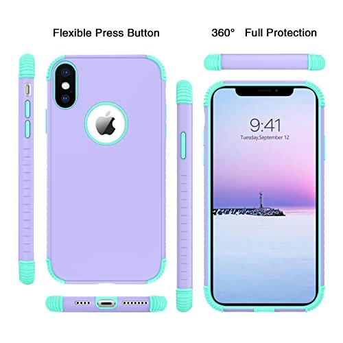Rugged iPhone Xs Max Case: Heavy Duty Shockproof Protective Cover Purple/Mint - Image 8