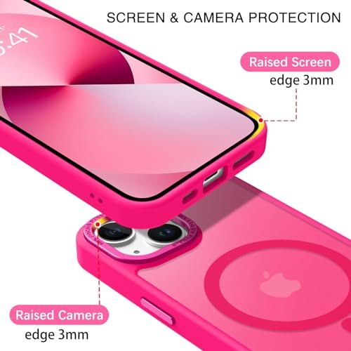 iPhone 13/14 Magnetic Case: Slim Shockproof Translucent Magsafe Compatible Hot Pink Cover - Image 5