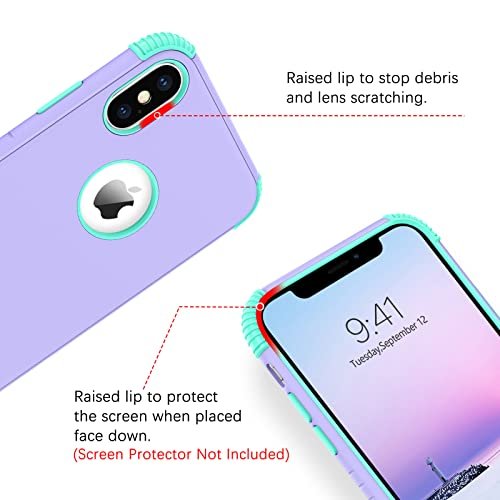 Rugged iPhone Xs Max Case: Heavy Duty Shockproof Protective Cover Purple/Mint - Image 5