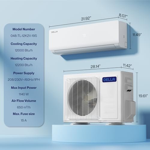 DELLA Versa 12000 BTU Alexa-Enabled Mini Split AC Heat Pump, 19 SEER2 - Image 8
