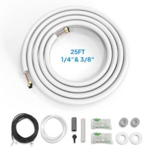 ROVSUN Mini Split Line Set: 25 Ft Copper Tubing Kit w/ Insulation & Install Parts