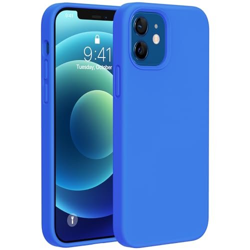 Miracase Compatible with iPhone 12 Case and iPhone 12 Pro Case, Liquid Silicone Gel Rubber Full Body Protection Shockproof Drop Protection Phone Case for iPhone 12/12 Pro 6.1 inch(Mediterranean Blue)
