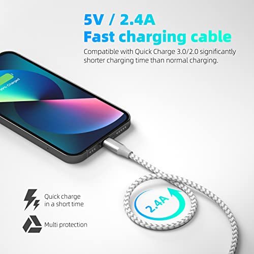 Here's an optimized version:
Ultra-Long 10FT iPhone Charger Cable 3-Pack: Fast Charging MFi Certified - Image 2